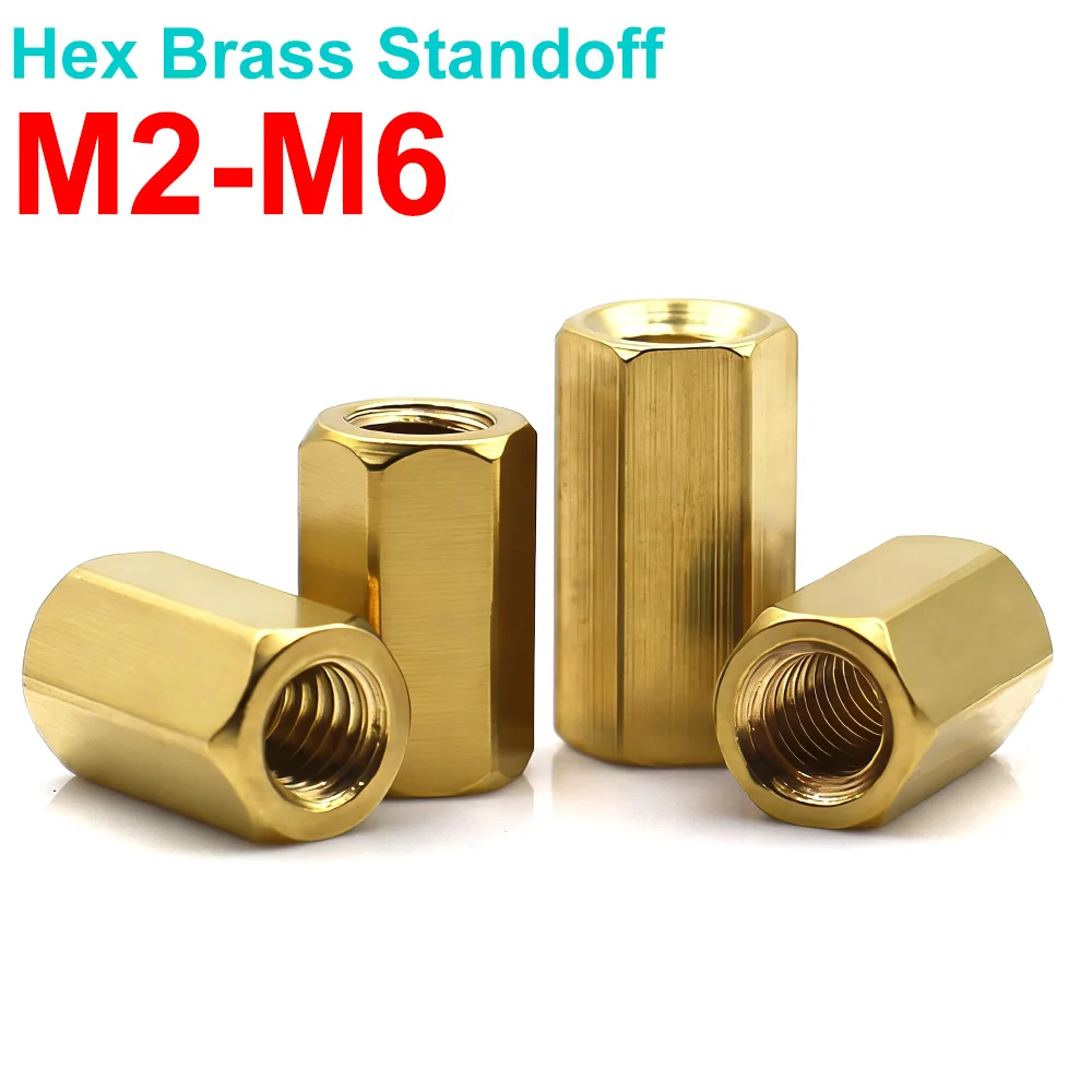 Brass Hex Standoff Spacer Female Female Thread PCB Motherboard Standoff Double End M2 M2.5 M3 M4 M5 M6 10-50pcs