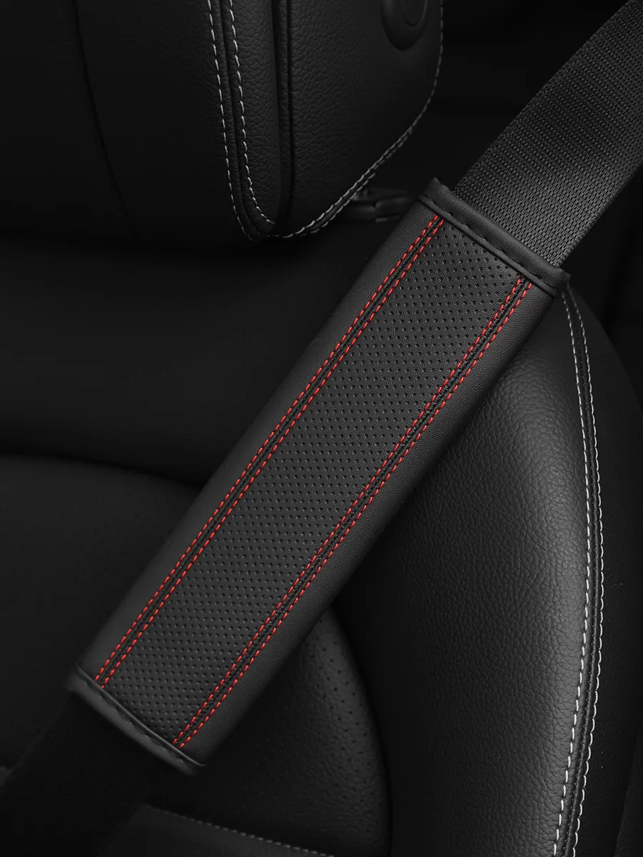 Housse de protection d'épaule de voiture à double fil en cuir et fibre PU, pour décoration de ceinture de sécurité, fournitures automobiles universelles