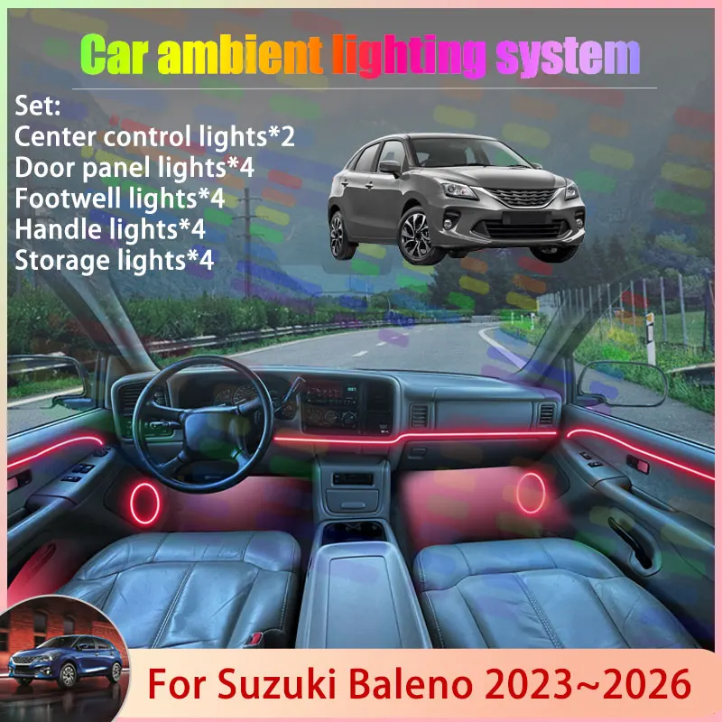 

For Suzuki Baleno 2023 2024 2025 2026 Starlet WB2 2/18 in 1 Car Atmosphere Light Lamp RGB Shade Ensemble Streamer Atmosphere Set
