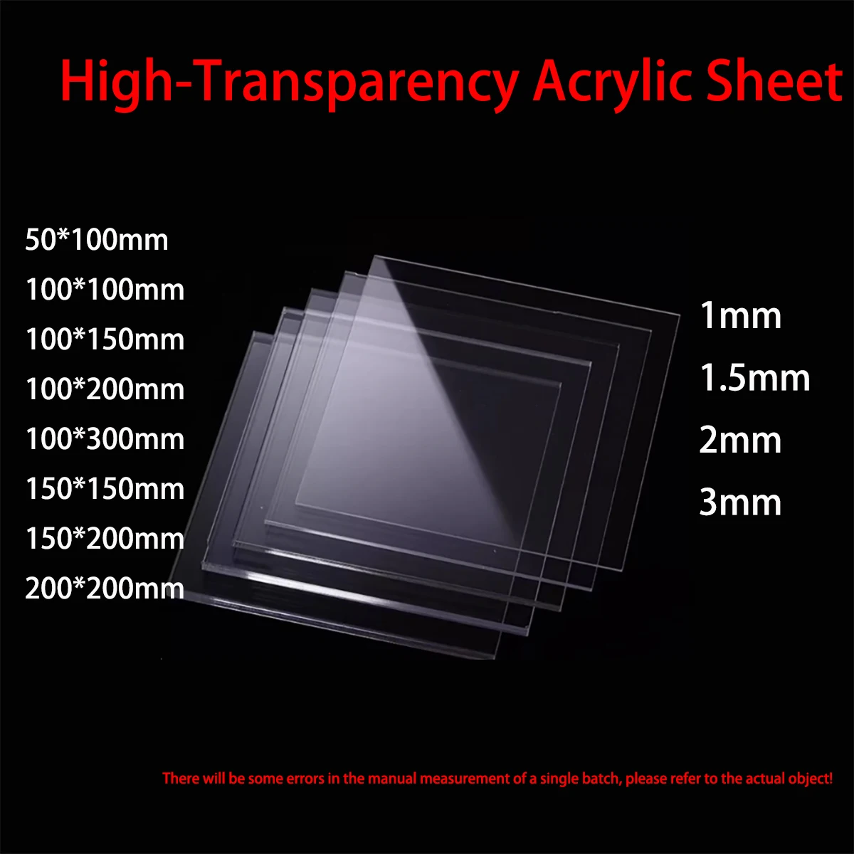 High - Transparency Acrylic Sheet  (PMMA) Diy Handicraft Materials, Plexiglass Display Box Thick 1mm1.5mm2mm3mm