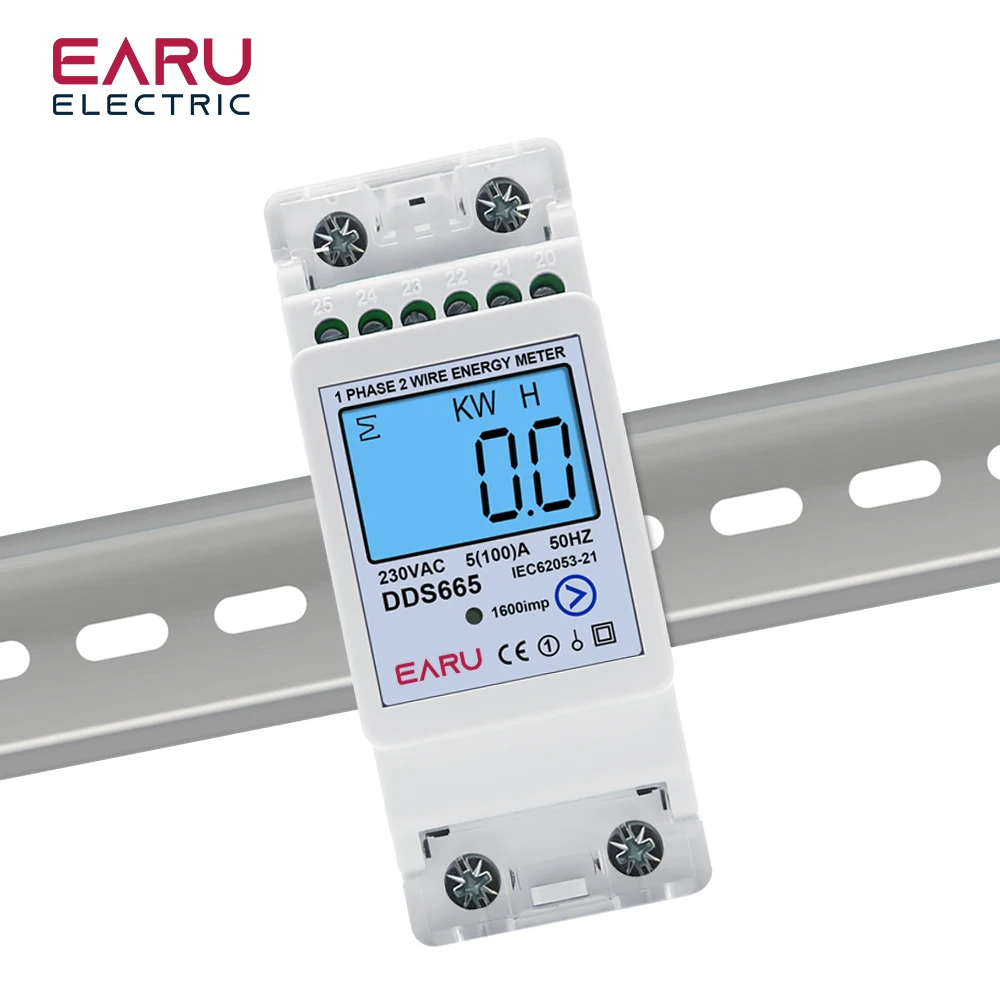 100A Multifunction Bi-Directional Energy Meter Reset Zero kWh Solar PV Power Voltage Current Frequency RS485 Communication 230V