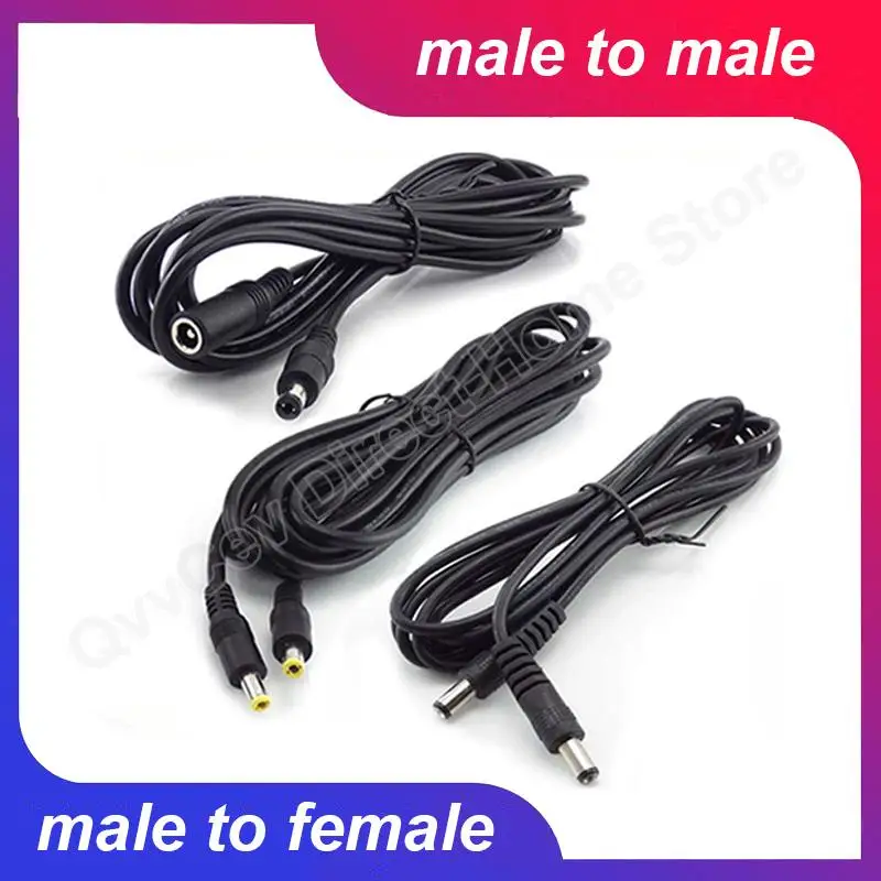 

12V DC Power Extension Cable 5.5x2.1 Plug Female to Male 5.5x2.5 Male to Male Adapter Cord For CCTV Camera Strip Light u