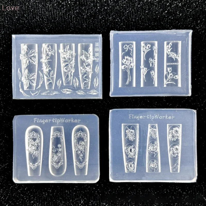 [L&P] زهور الورد توليب مسمار سيليكون الإغاثة مسمار الفن قالب صالون الأظافر مانيكير أداة DIY بها بنفسك مسمار الديكور الملحقات