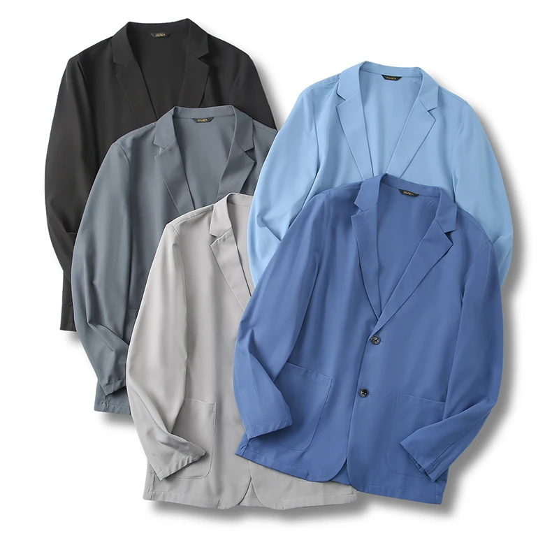 

Легкий дышащий мужской повседневный деловой костюм с защитой от солнца, весенне-летний, новый, модный, городской крой, с воротником-стойкой