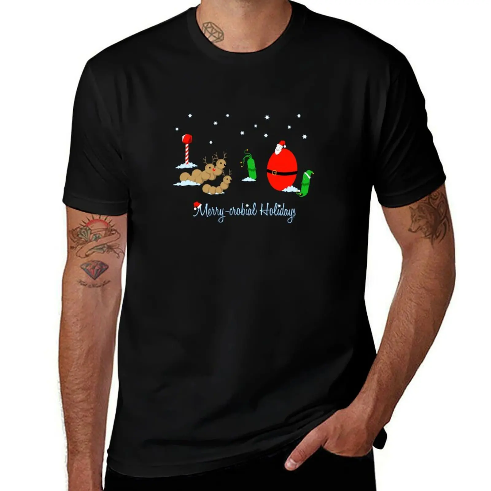 Merry-crobial Holiday Greetings T-Shirt Summer Sports Quick Dry T-Shirt