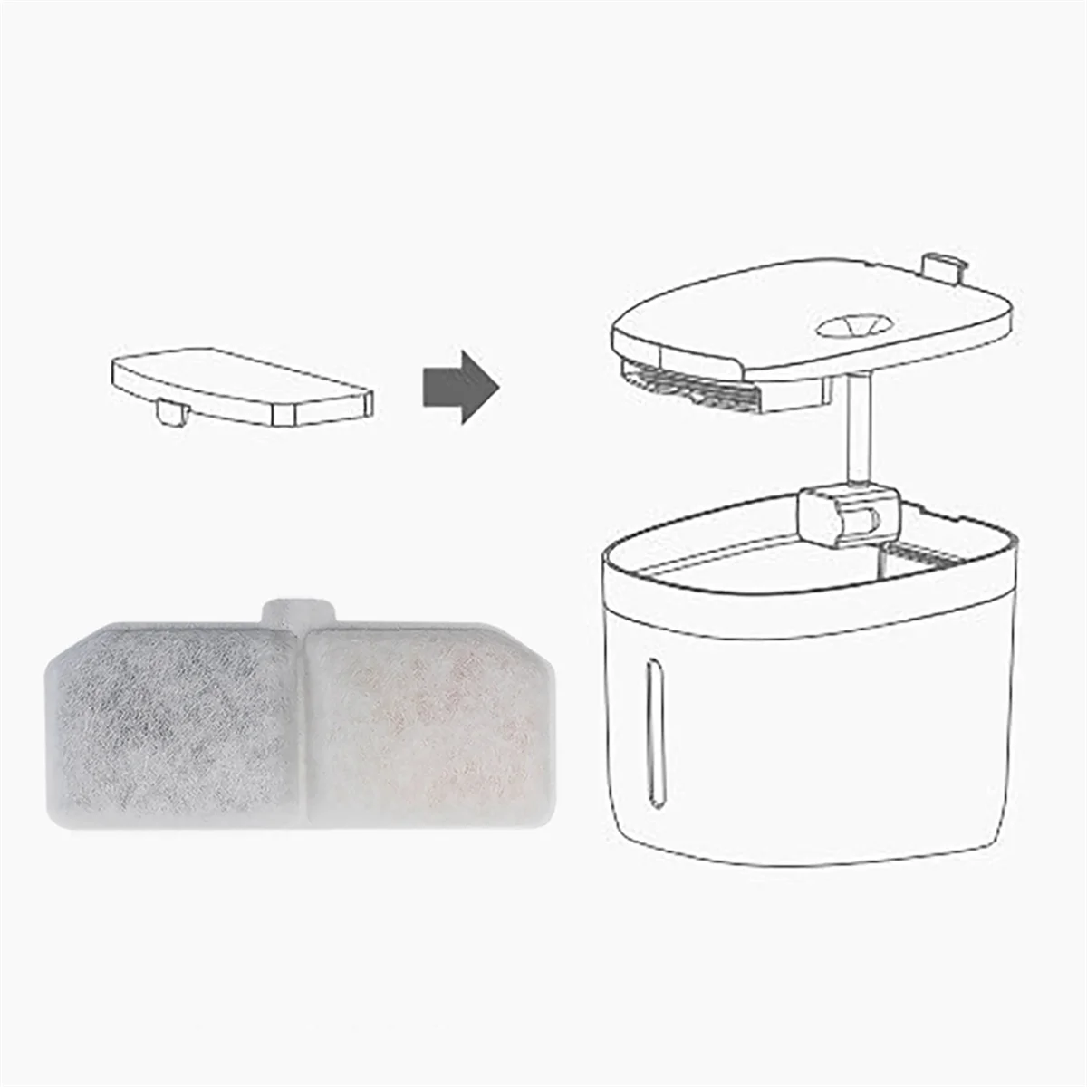NOCM Water Fountain Filter Pet Fountain Replacement Activated Carbon Filter Automatic Water Fountain Filter Element 12-Pack