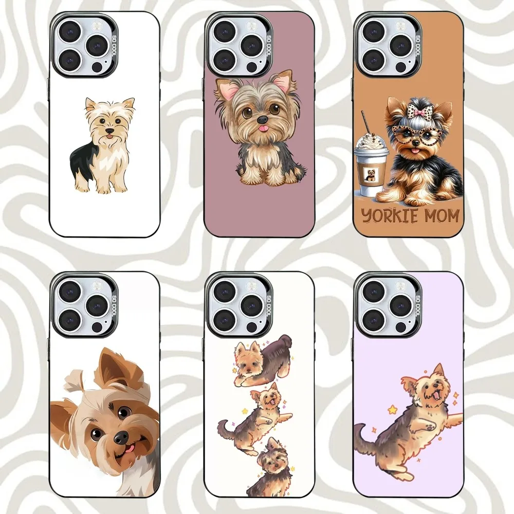 

Cute Dog Yorkshire Terrier Phone Case For iPhone 16,15,14,13,12,11,Mini,Pro,SE,MAX Black Matte Shockproof Cover