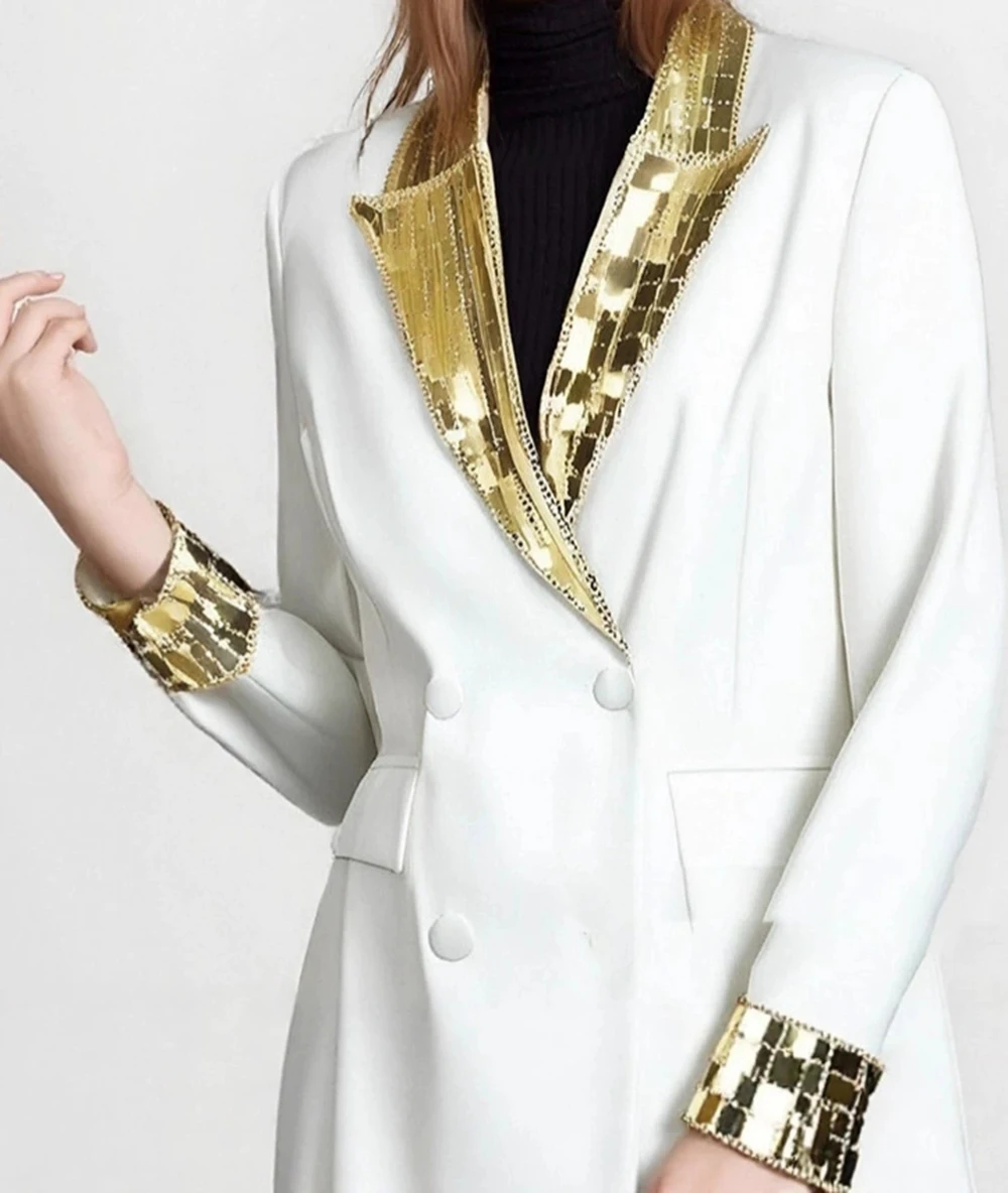 

French style slim fit jacket 2025 autumn new style fashion sequins high-end waist slim suit jacket-GZXX960
