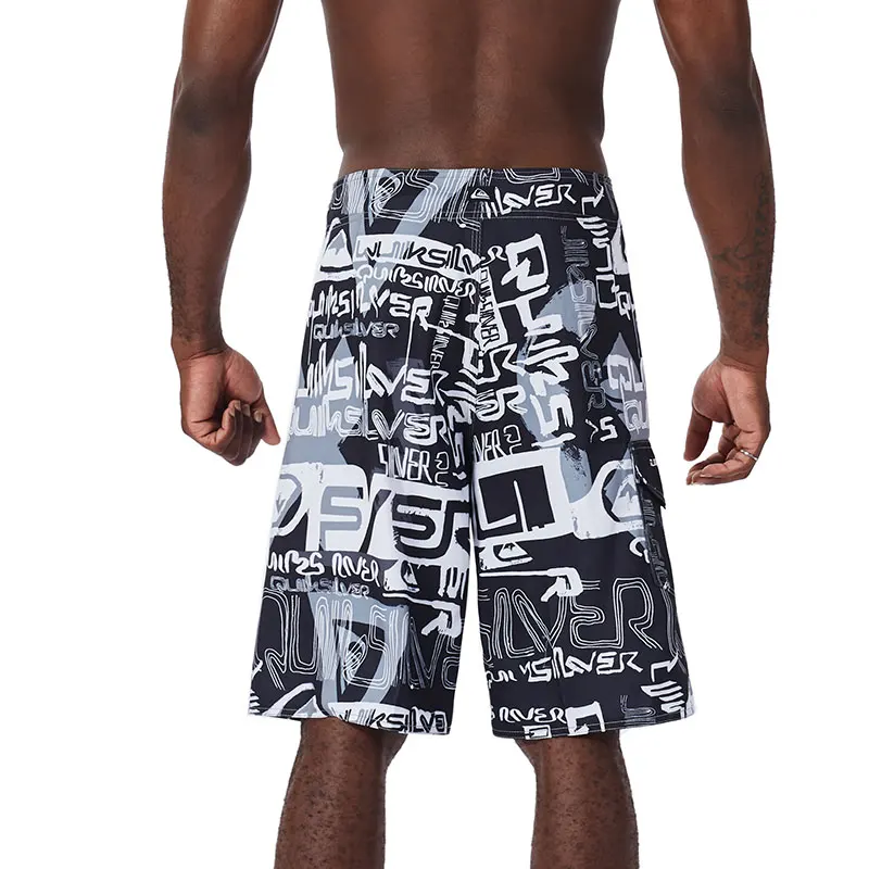 Men\'s Double Bermuda Beach Shorts, Fitness Muscle Printed Shorts, Water Sports, Surf Beach Shorts, Board Pants, Fashion Swimwear