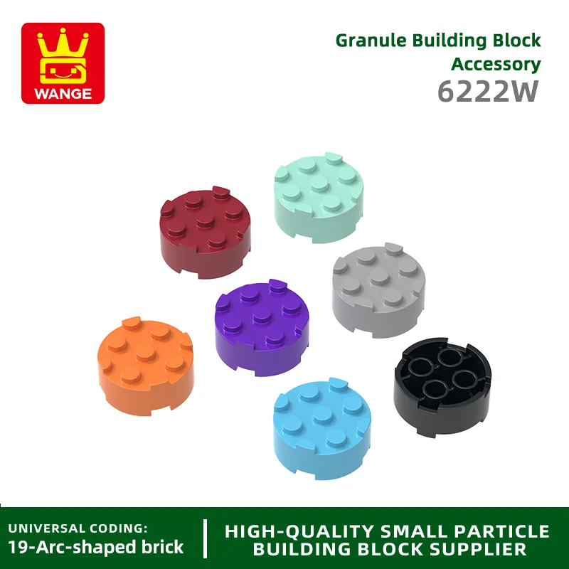 Wange 6222W 100g/48pcs Round 3 x 3 with 3 Side Pin Holes and Center Axle Hole Compatible with Block Moc City Accessories Parts