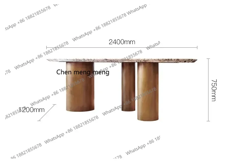 Pandora Light Luxury Natural Marble Dining Table Water Drop Oval Restaurant Household Dining Table