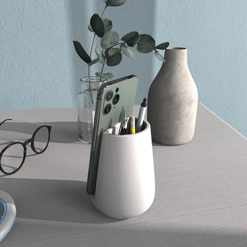 Pen Holder Mobile Phone Holder Concrete Mold Round Resin iPhone Holders Business Card Organizer Gypsum Cement Silicone Mould