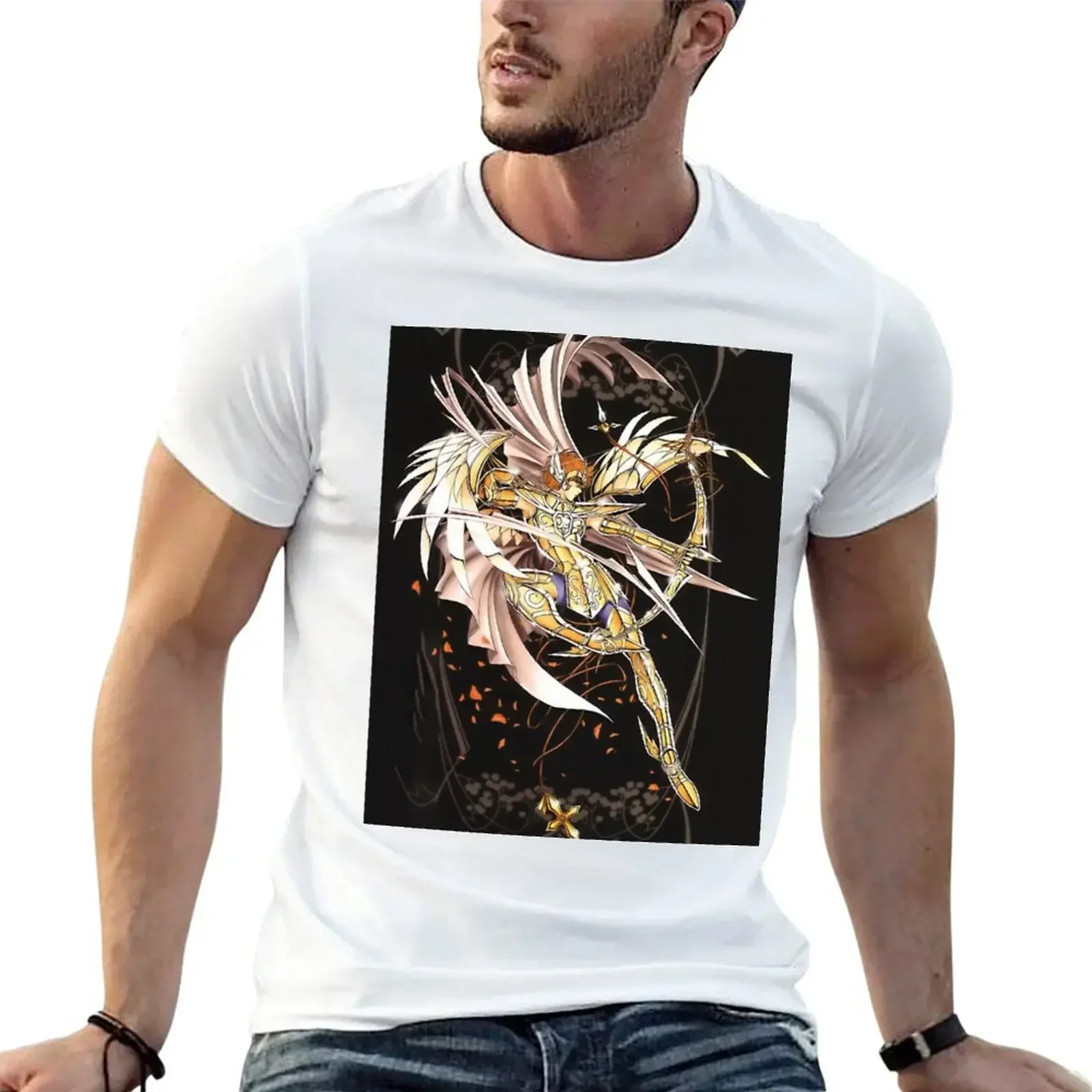 Aiolos Knight of the of Sagittarius T-Shirt sweat anime mens t shirts pack funny fashion round neck summer manga