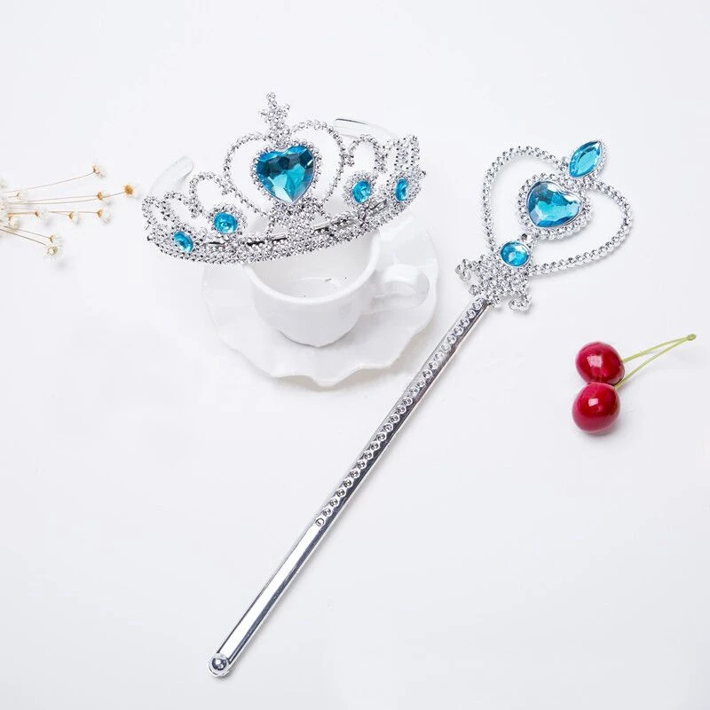 Elsa Princess Crown Hair Accessories for Girls Bridal Crown Crystal Diamond Hoop Hair Headwear Kids Birthday Party Hairband Set