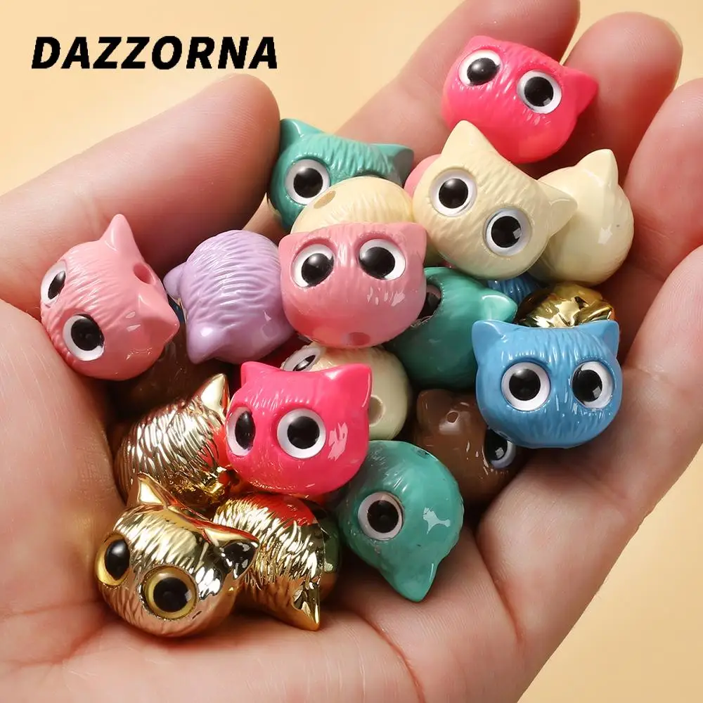 10Pcs 17x19mm Cartoon Animal Owl Beads Acrylic Loose Spacer Beads For Bracelet Necklace Earring Making DIY Jewelry Accessories