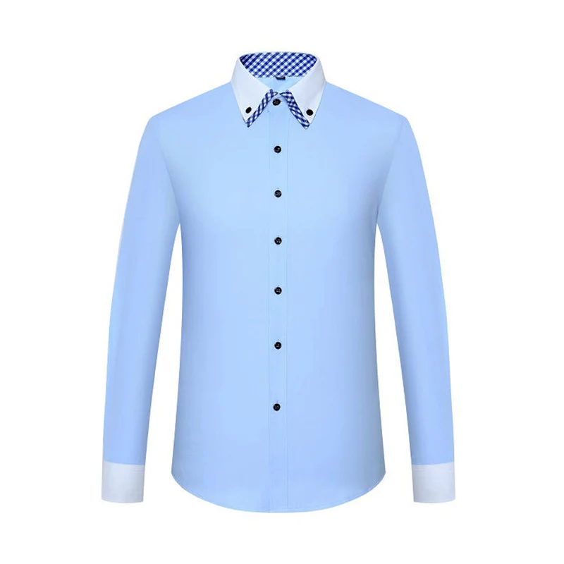 

Мужская деловая рубашка с длинным рукавом, не требующая глажки, с двойным воротником, стандартный крой, Camisa Social, для офиса и работы, KOACUS