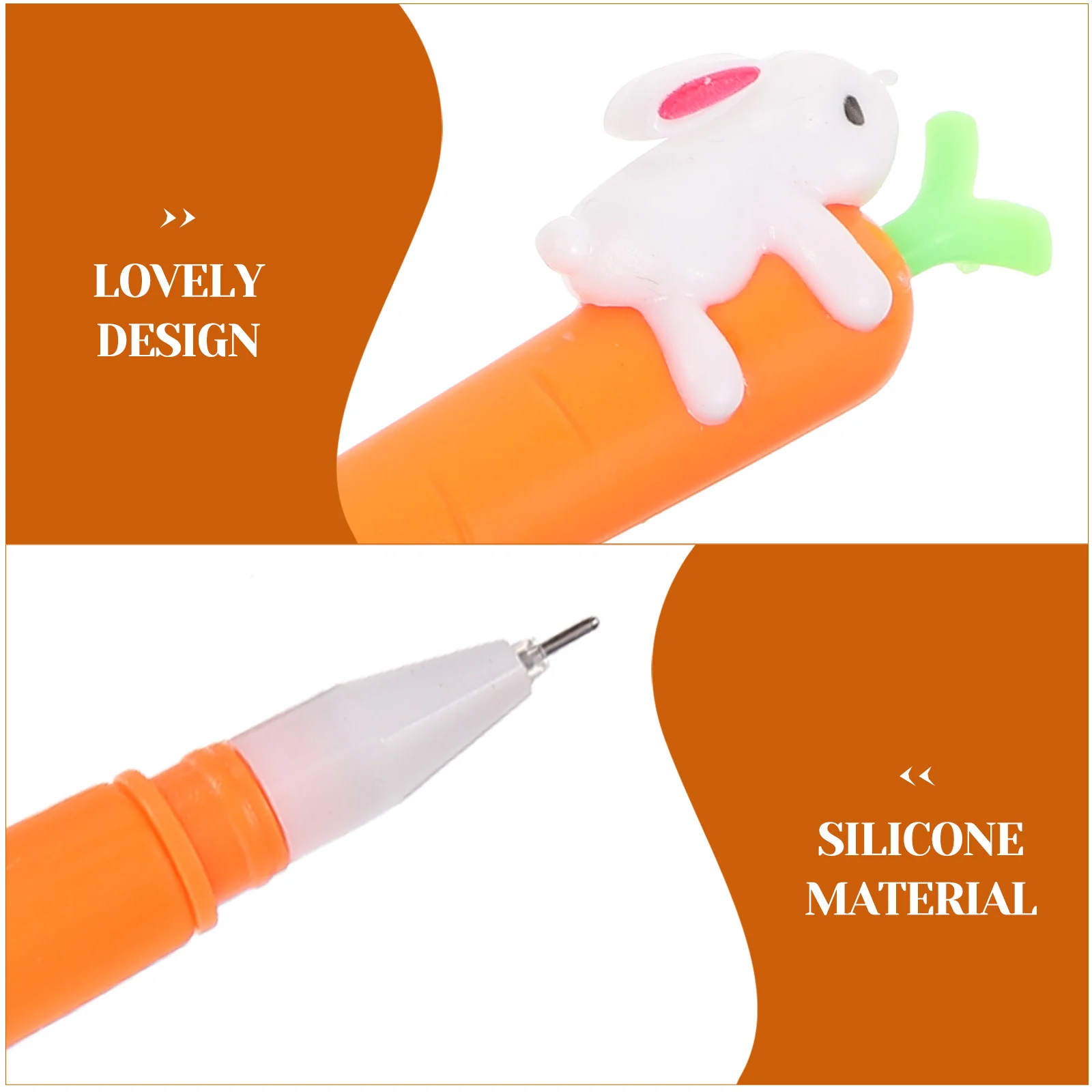 

Black Gel Pen Set 15pcs 0.5mm Carrot Shape Ink Pens Rabbit Pattern Cartoon Writing Stationery for Notepads