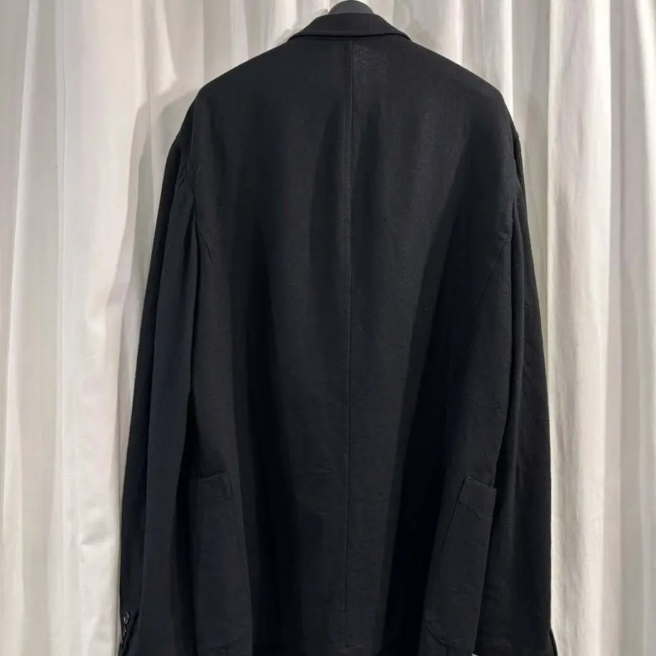 TOP-YAMAMOTO ® Black Casual Jacket for Men - Slim Fit Single-Button Collar Design - Minimalist Style