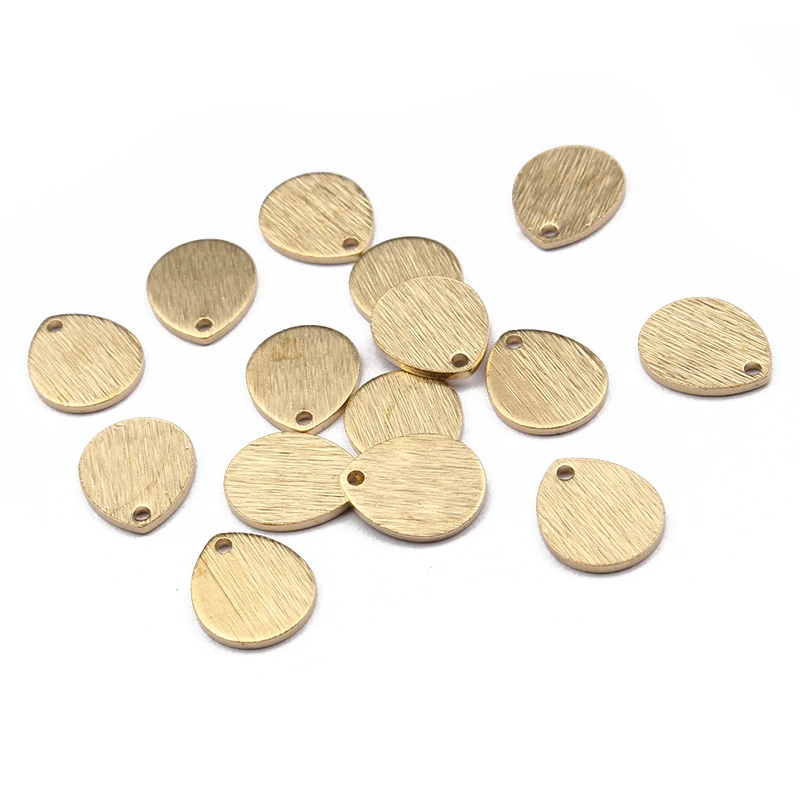 40Pcs Raw Brass Hammered Textured Teardrop Charms End Extended Chain Beads Tags Earrings Findings For Jewelry Making Wholesale