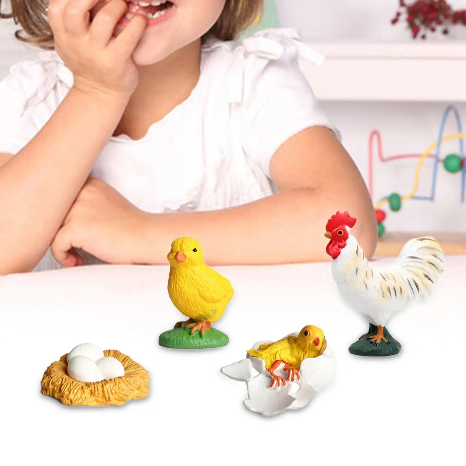 Rooster Life Cycle Set,Teaching Aids Classroom,Animal Life Growth Cycle Figure,Animals Figurine Toy,Simulation Animal for Boy