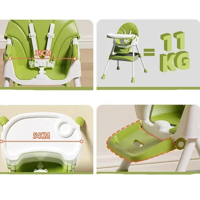 Silla alta portátil para niños y bebés, plegable, ajustable en altura, para comer, venta al por mayor