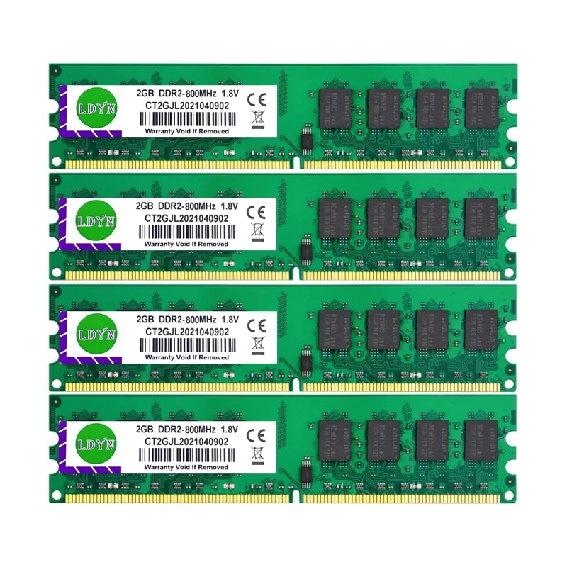 10PCS NEW DDR2 2GB 4GB 667MHZ 800MHz UDIMM RAM 2Rx8 PC2 6400U 2GB 1.8V Non-ecc Unbuffered Desktop Memory fully compatible