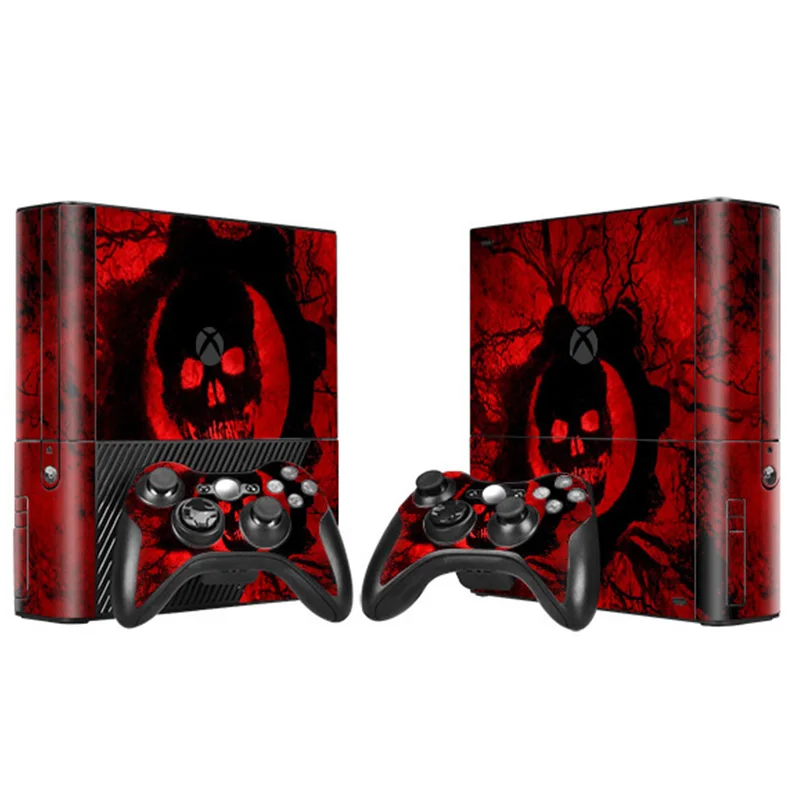 Personalized skull Skin Stickers For Xbox 360 E Console and 2 Controller Protective Matte no glue left