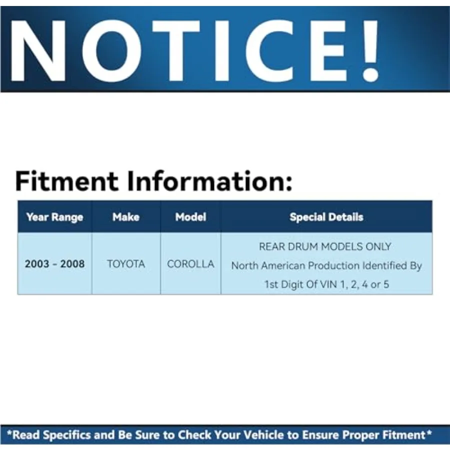 دوارات القرص الأمامي والطبول الخلفية طقم فرامل لـ 2003-2008 تويوتا كورولا منصات السيراميك شبه المعدنية استبدال الأحذية 10 قطعة