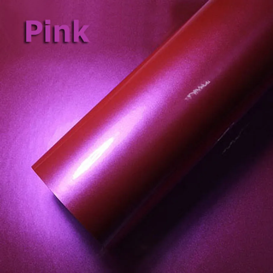 10/20/30/40/50/60X152CM Popular Glossy Pink Metallic Pearl Glitter wrap film for car decoration Pearl glossy Vinyl Film