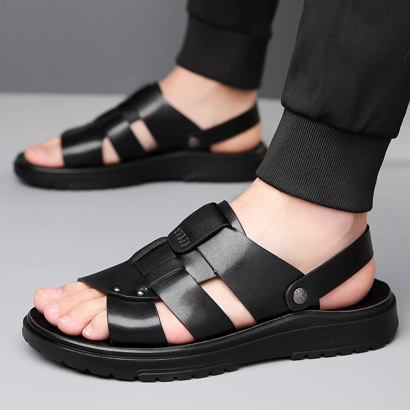 Men's Summer Beach Shoes Thick Bottom Anti-Slip Slippers Comfortable Soft Sole Two-Way Wear Sandals-T83 - view 4