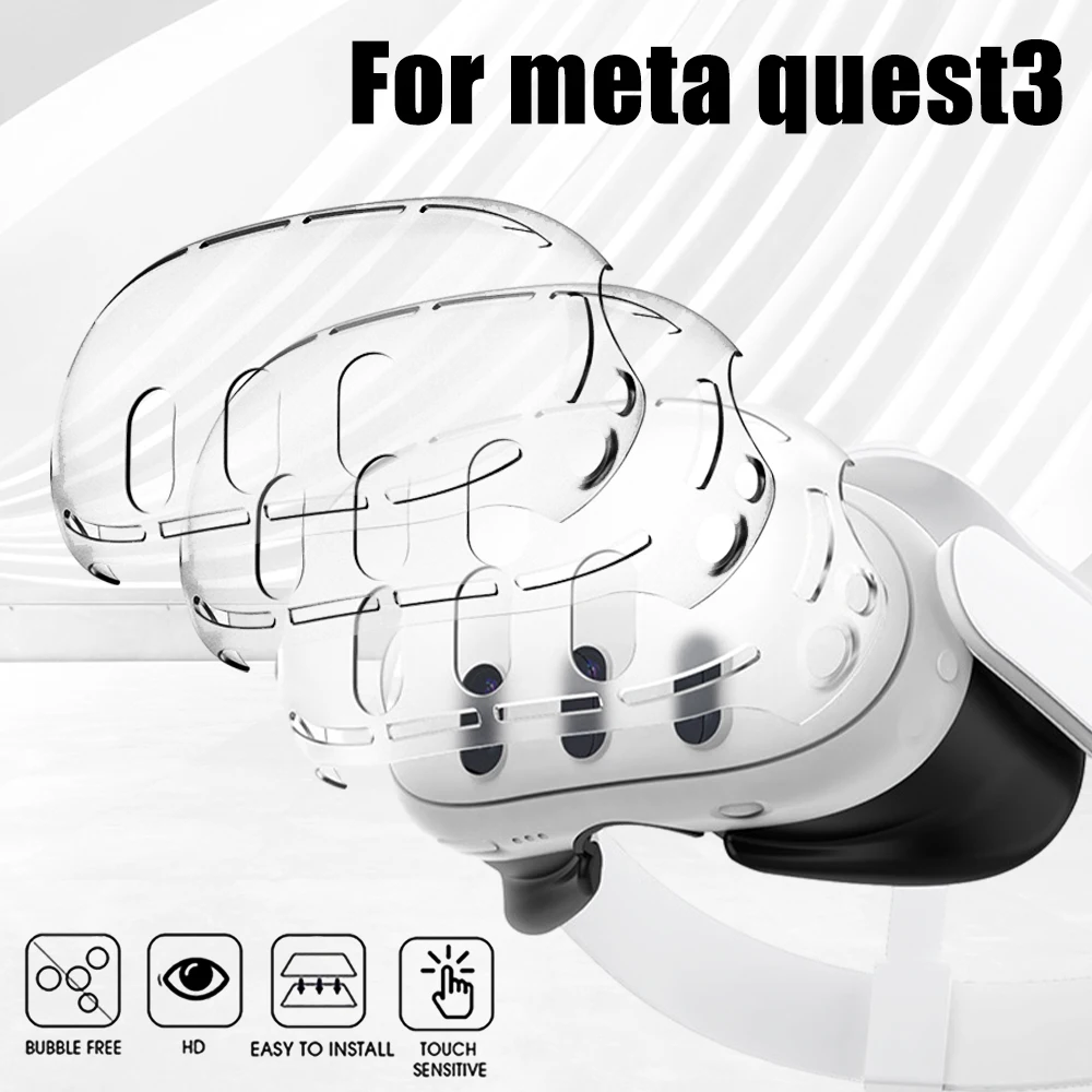 

Защитная оболочка для телефона Meta Quest 3, прозрачная защитная оболочка для гарнитуры виртуальной реальности, жесткая передняя защита ПК для аксессуаров Meta Quest 3