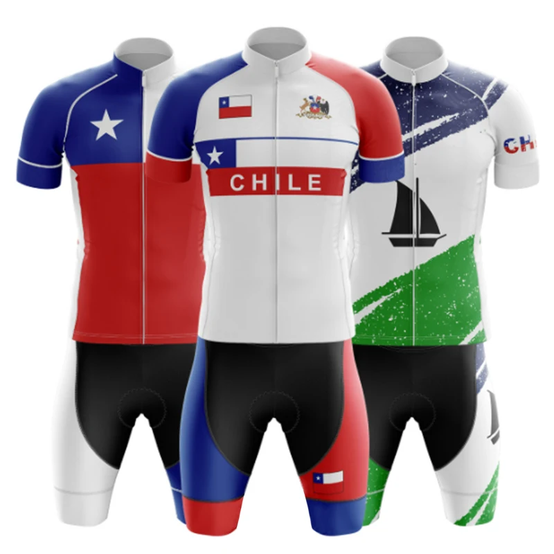 Chile Cycling Jersey Sets Men\'s Cycling Clothing Summer Short Sleeve MTB Bike Suit Bicycle Bike Clothes Ropa Ciclismo Hombre