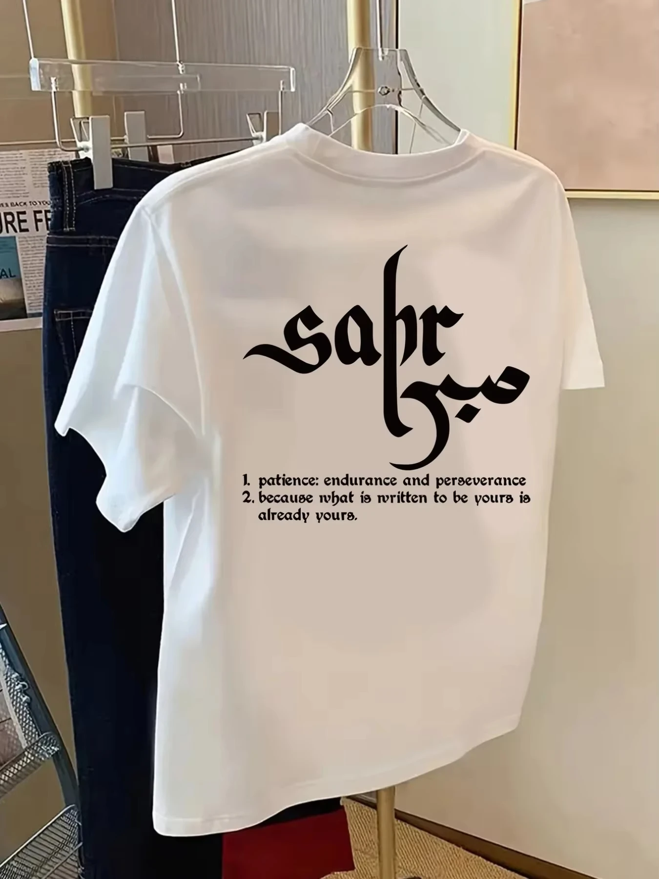 2026 Men's Minimalist Faith T-shirt with Patience Motto Design Loose Fit Cotton Summer Street Style T-shirt