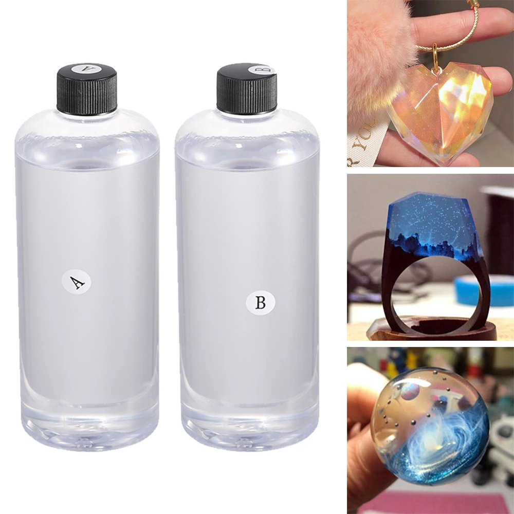 Clear 1:1 Epoxy Resin Glue 2 Bottles AB Clear High Adhesives Sealers Hardener Epoxies DIY Epoxy Resin Jewelry Making Accessories