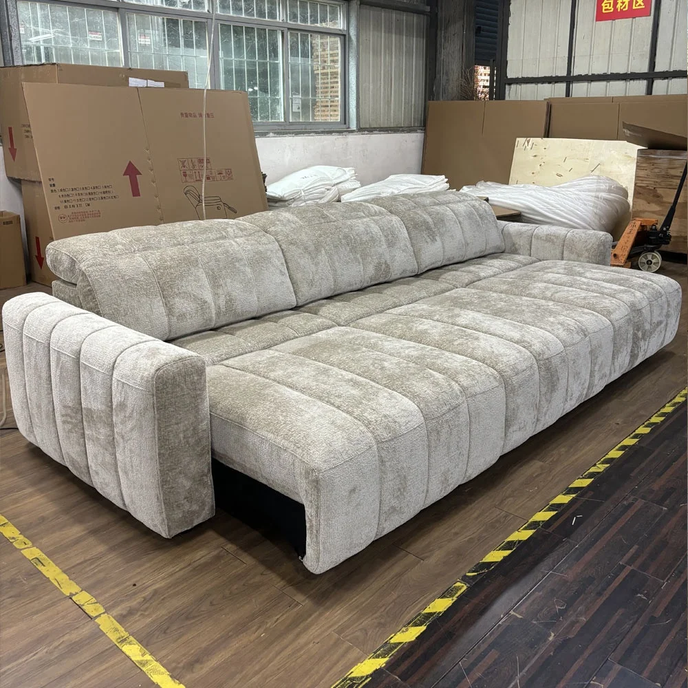 # Luxury Electric Remote Control Sofa Bed Set Living Room Couches with Velvet Upholstery Wood Frame Velvet Cushions