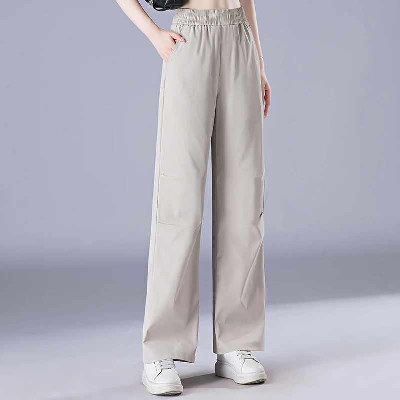 

Summer Women'S New Versatile Wide Leg Slimming Outdoor Sports Pants Fashionable Loose Casual High Waisted Straight Leg Trousers