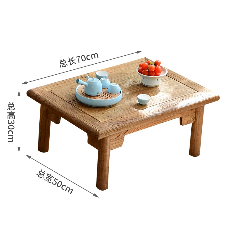 ti-Wabi-Sabi End Tables Solid Wood Bay Window Table for Living Room Tatami Floor Table Minimalist Bedroom Furniture-