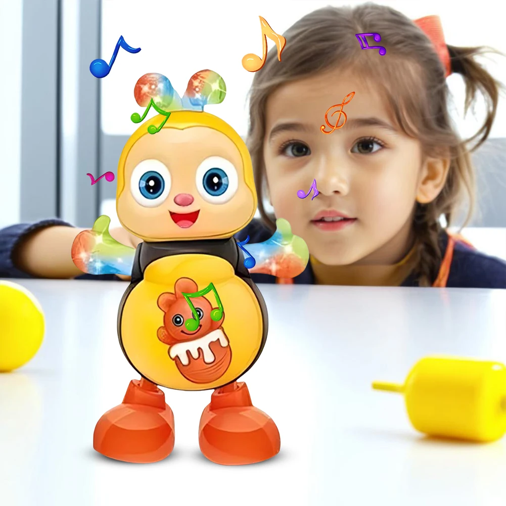 Dancing Bee Electric Toys with Musical and Lights Electronic Cartoon Bee Preschool Learning Toys Dancing Animal Bee Singing Toy