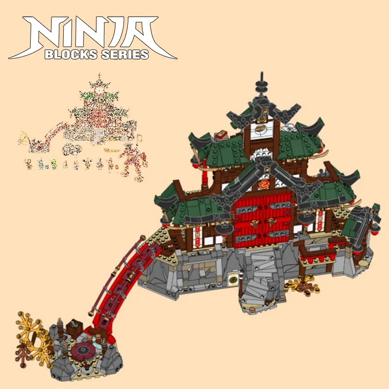 

1400+pcs Movie Series Ninja Dojo Temple Building Blocks 71767 Technical Bricks 8 Figures For Birthday Children Gifts