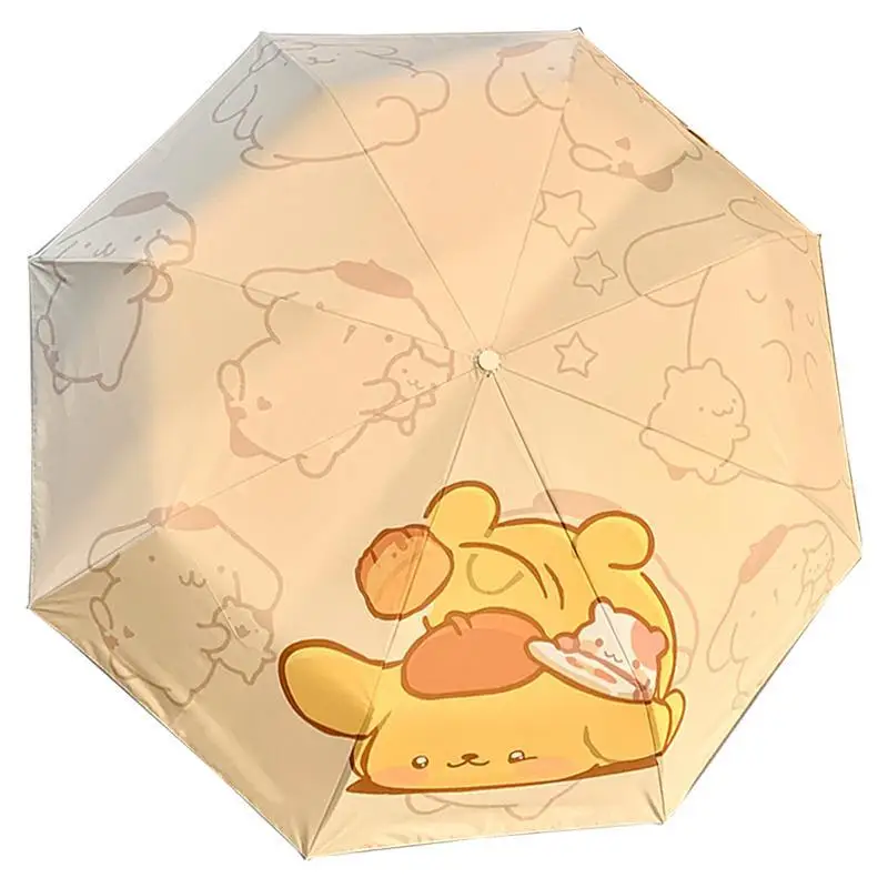 Pompompurin Automatic Umbrella Kawaii Sanrio Anime Kuromi Pochacco Female Sunny Rainy Lovely Sunshade Vinyl Sunshade Kid Gift