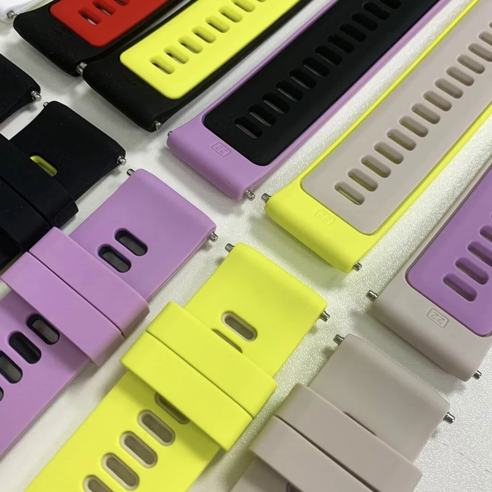 22mm 투톤 스포츠 실리콘 스트랩 가민 포러너 970 965 745 밴드 가민 포러너 955 솔라 945 935 소프트 팔찌