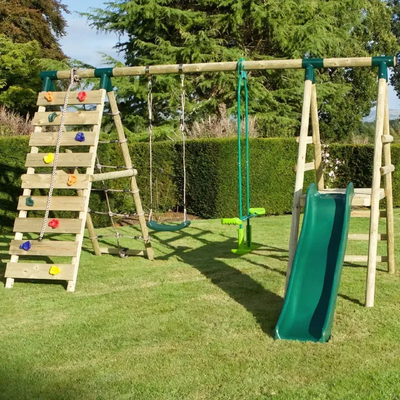 EO-Manufacturer Indoor/Outdoor Wooden Swing Slide Combination Set Kindergarten Preschool Children's Play Structures Climbers&