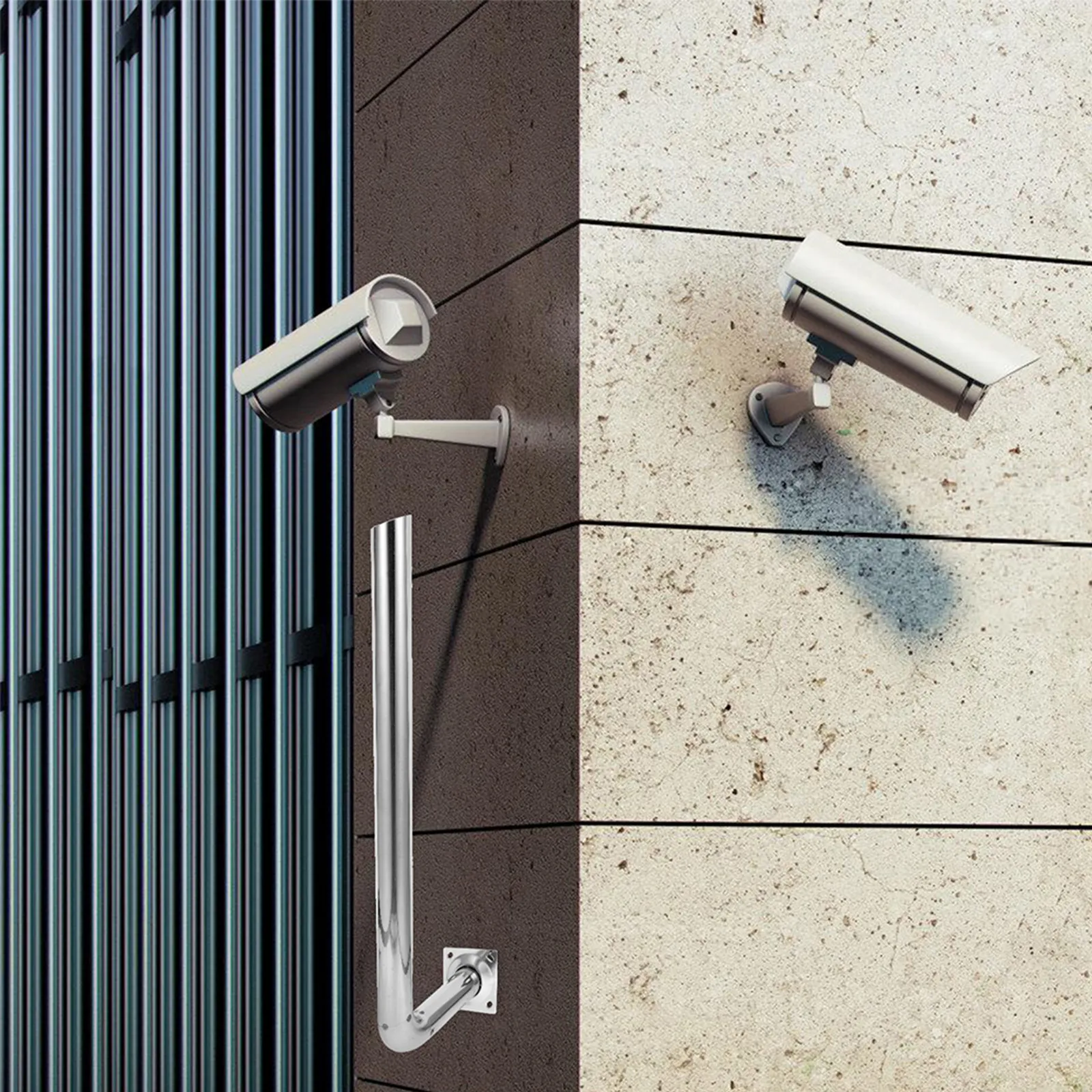 2Pcs Stainless Steel Wireless Bridge Mount Poles Outdoor Antenna Holder L-Shaped Bracket Wall Mount for Security