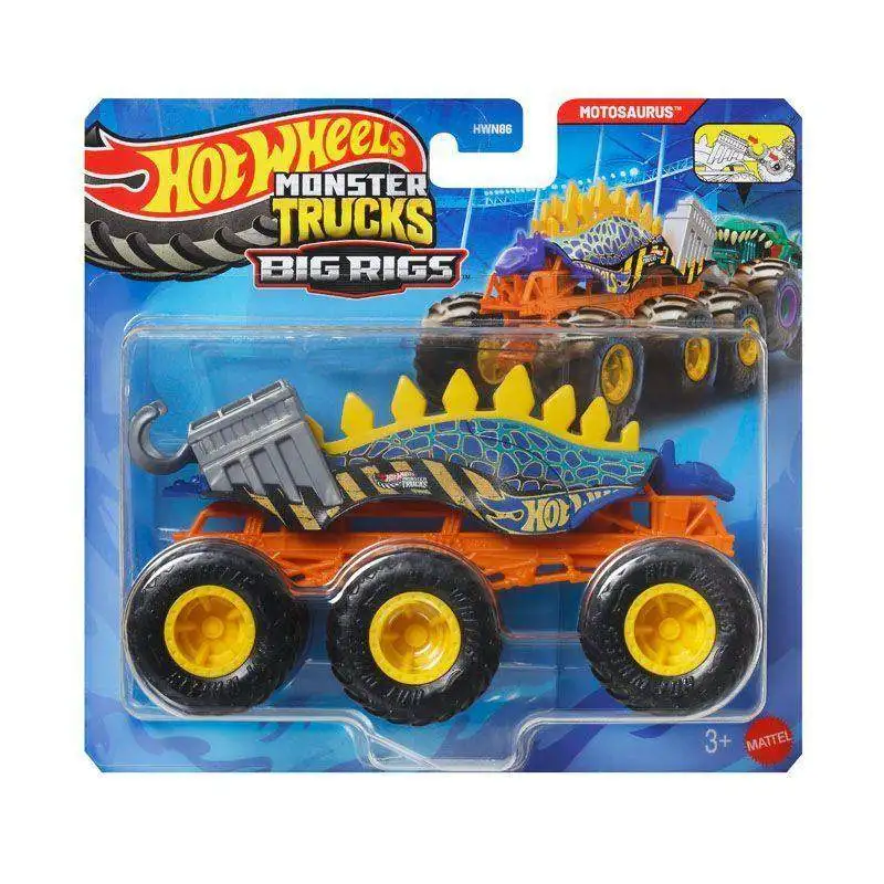 Original Hot Wheels 6-Wheel Car Monster Trucks Big Rigs Wreckstruction Motosaurus Transport Vehicle Model Toys Boys Gift view 6