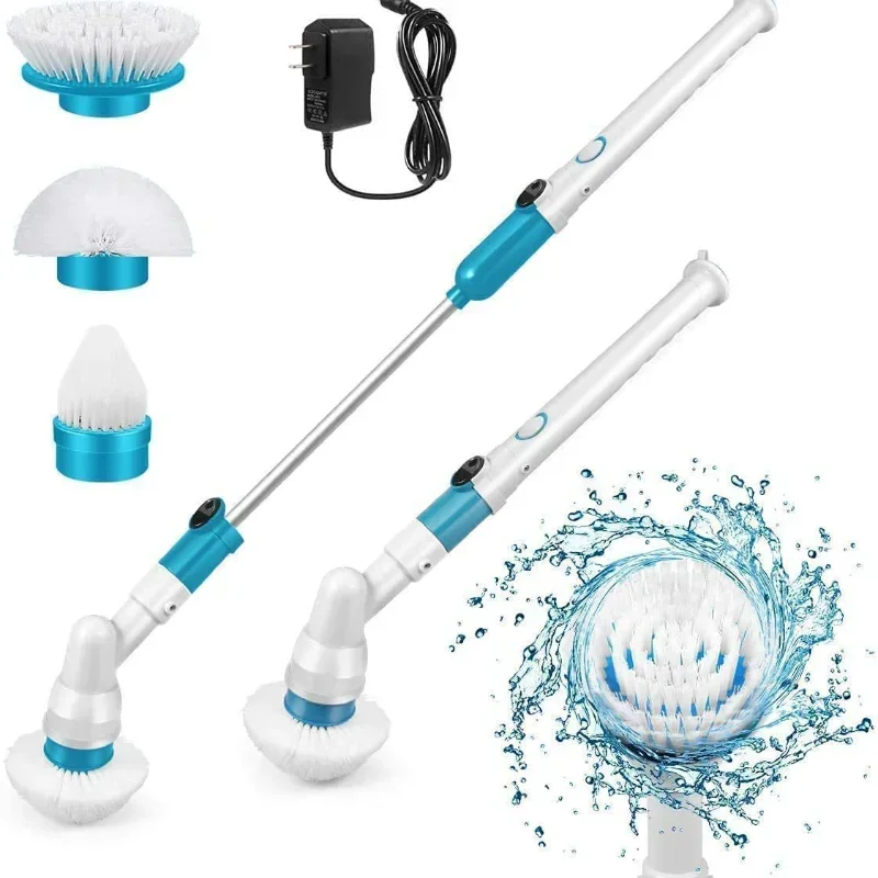 Electric Cleaning Brush 1PC Long Handle Rotating Cordless Rechargeable Household Bathroom Kitchen Floor Tile Washing Brush