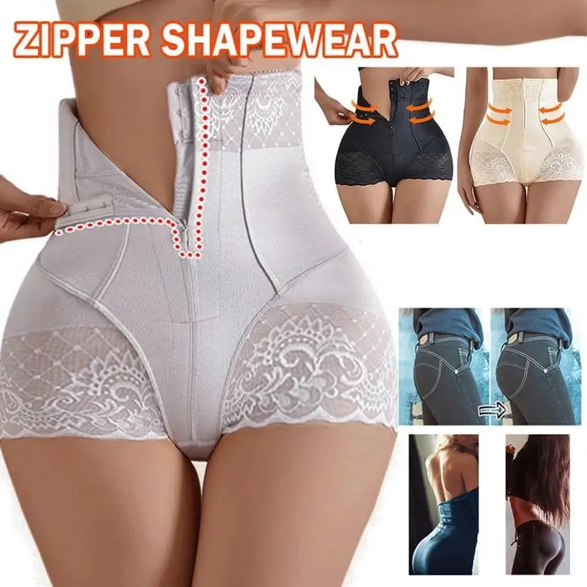 

1 Pcs New Tummy Control Panties Women Zipper Body Shaper High Waist Shaper Pants Seamless Shapewear Postpartum Panties