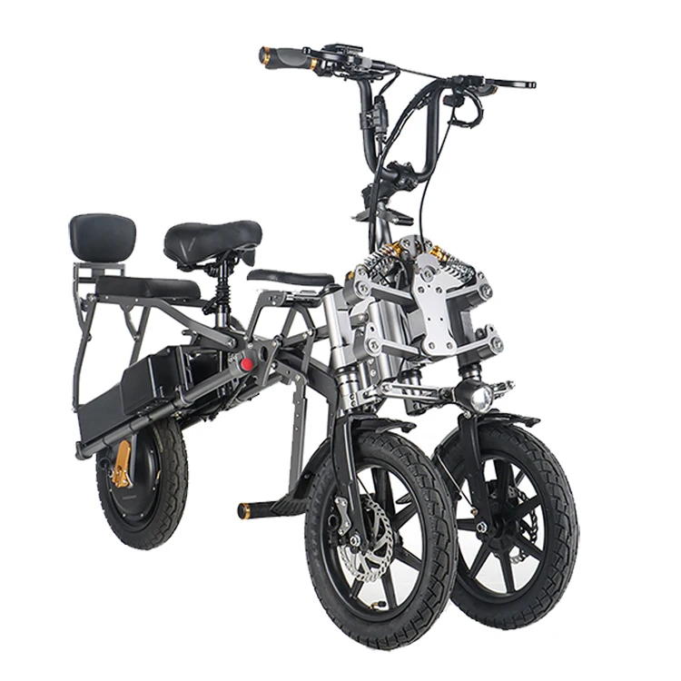 

Double Battery Foldable E Bicycle 500w Electric Scooter 3 Wheels Reverse Bicycle Two Front Wheels Adult Bikecustom