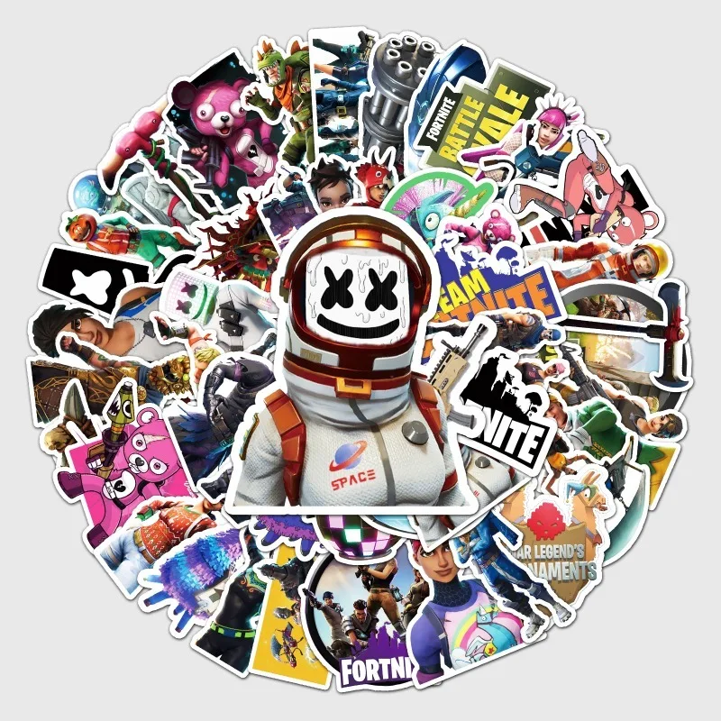 50 Uds. Pegatinas de juego Fortnite maleta taza de agua papelería teléfono móvil coche Scooter portátil refrigerador decoración pegatinas