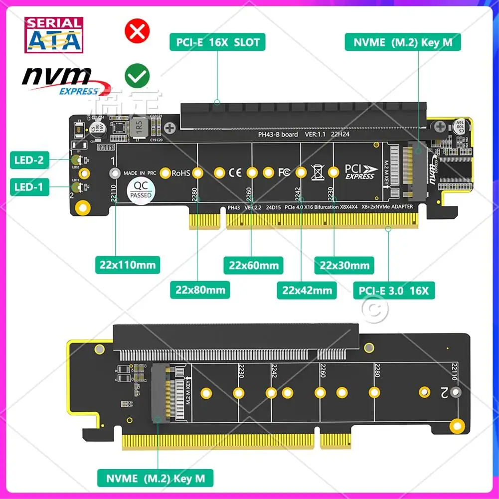 

AP-Dual Nvme Pcie Adapter, Pcie 4.0 X16 To Dual Nvme & 1X More Pcie X16 (X8 Signal) Adapter For M.2 Nvme SSD Adapter