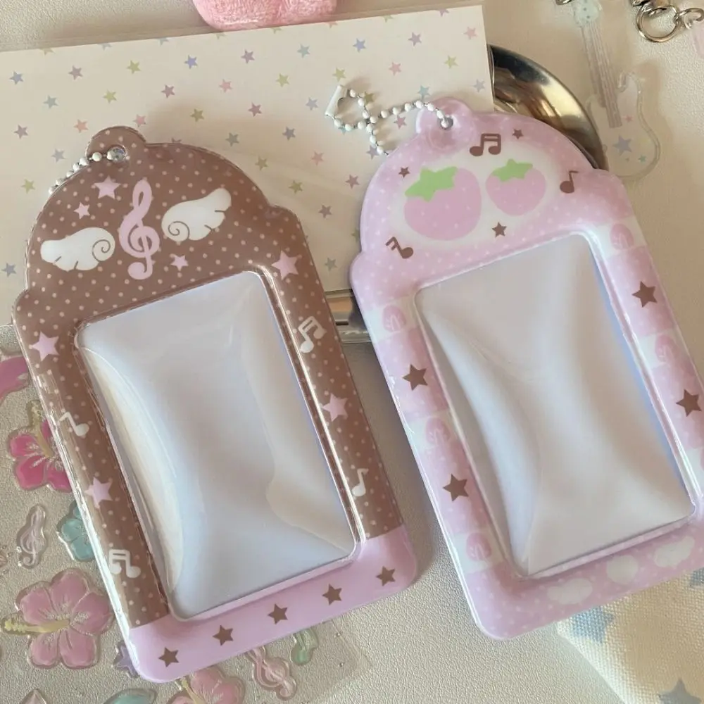 Portafotos de PVC de 3 pulgadas con diseño de fresa para photocards de Kpop, mini marco para fotos de ídolos, soporte para tarjetas de regalo, exhibidor de fotos.